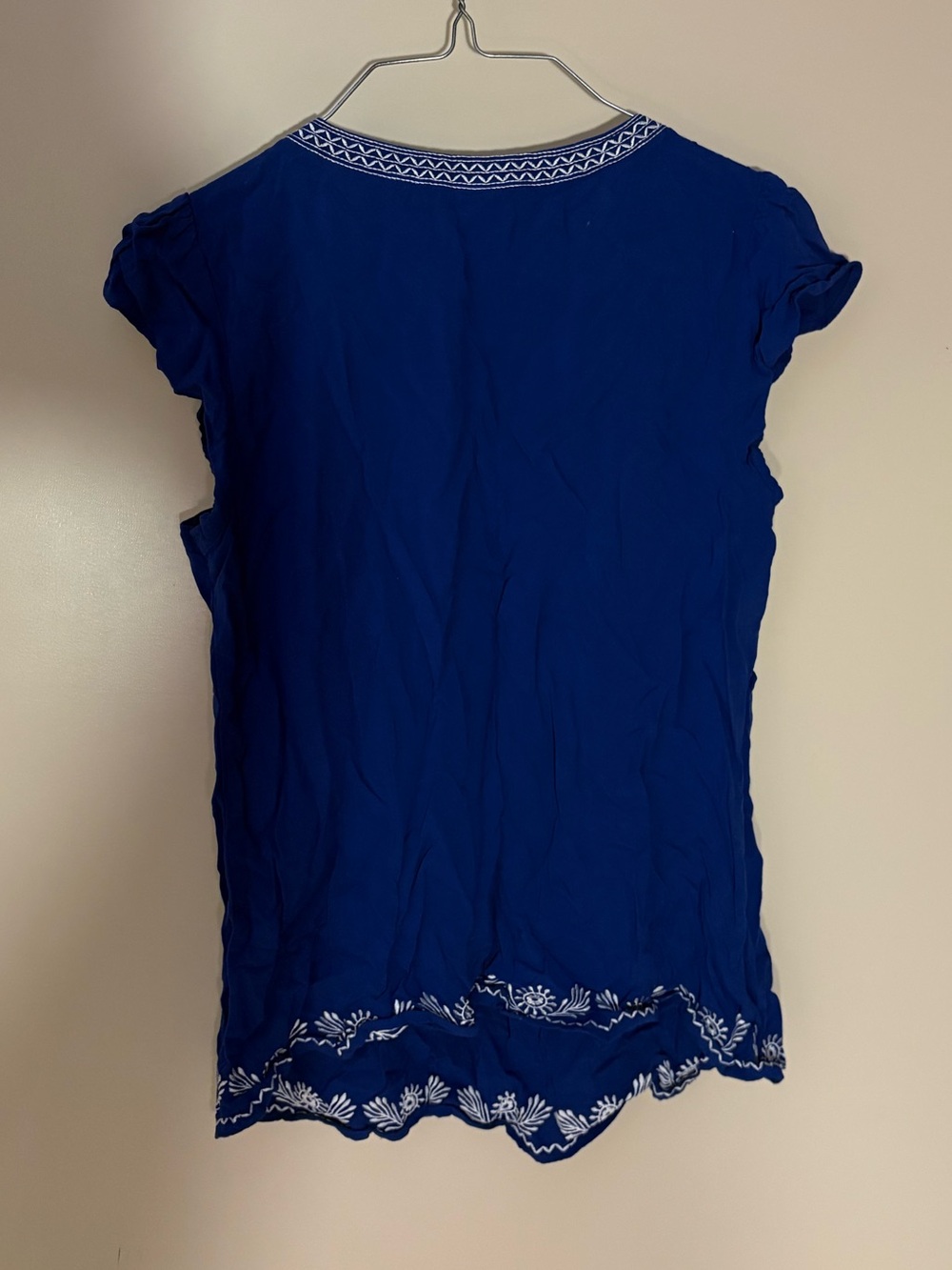 Faded Glory Royal Blue Embroidered Cap-Sleeve Top - Picture 3 of 6